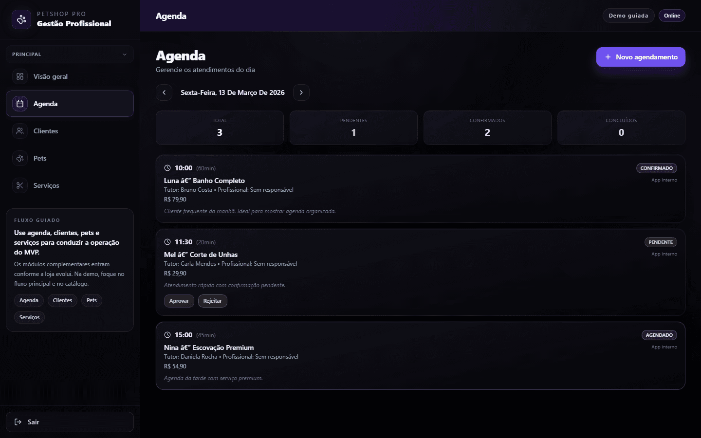Agenda do PetShop Pro